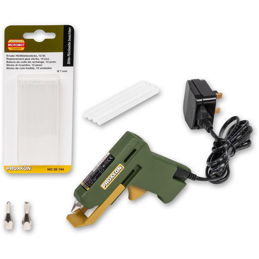 Proxxon Micromot HKP 220 Hot Melt Glue Gun + Glue Sticks Package Deal