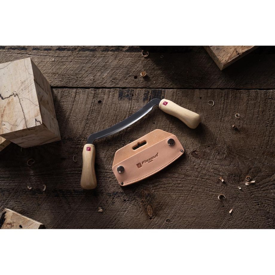 Flexcut KN16 Drawknife With Leather Sheath - The ToolBox Scotland