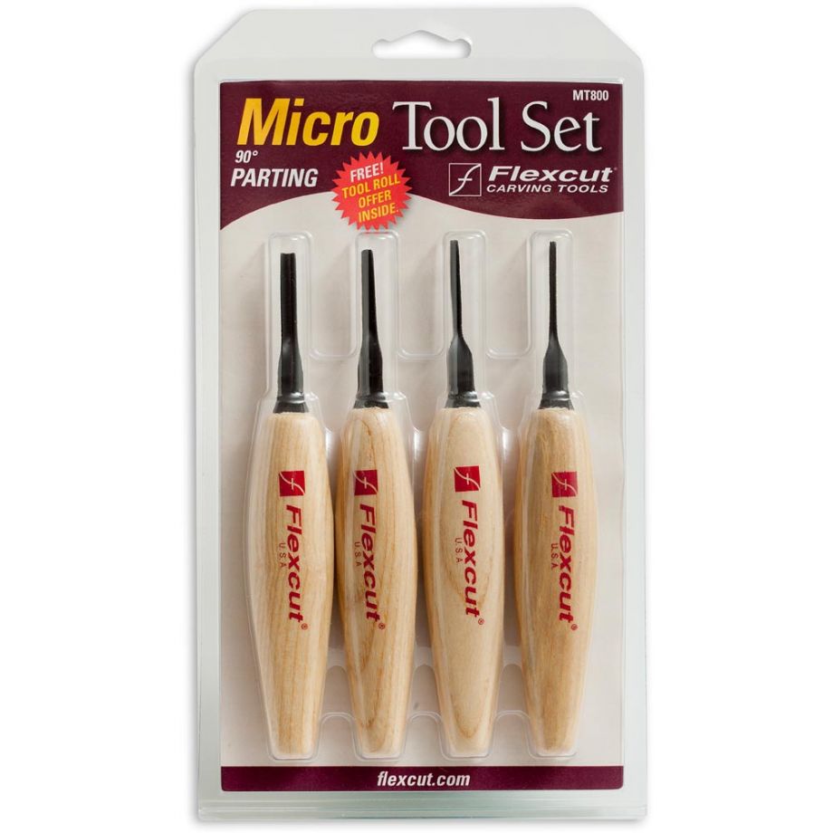 Flexcut MT800 4pc 90 Degree Parting Micro Tool Set - The ToolBox Scotland