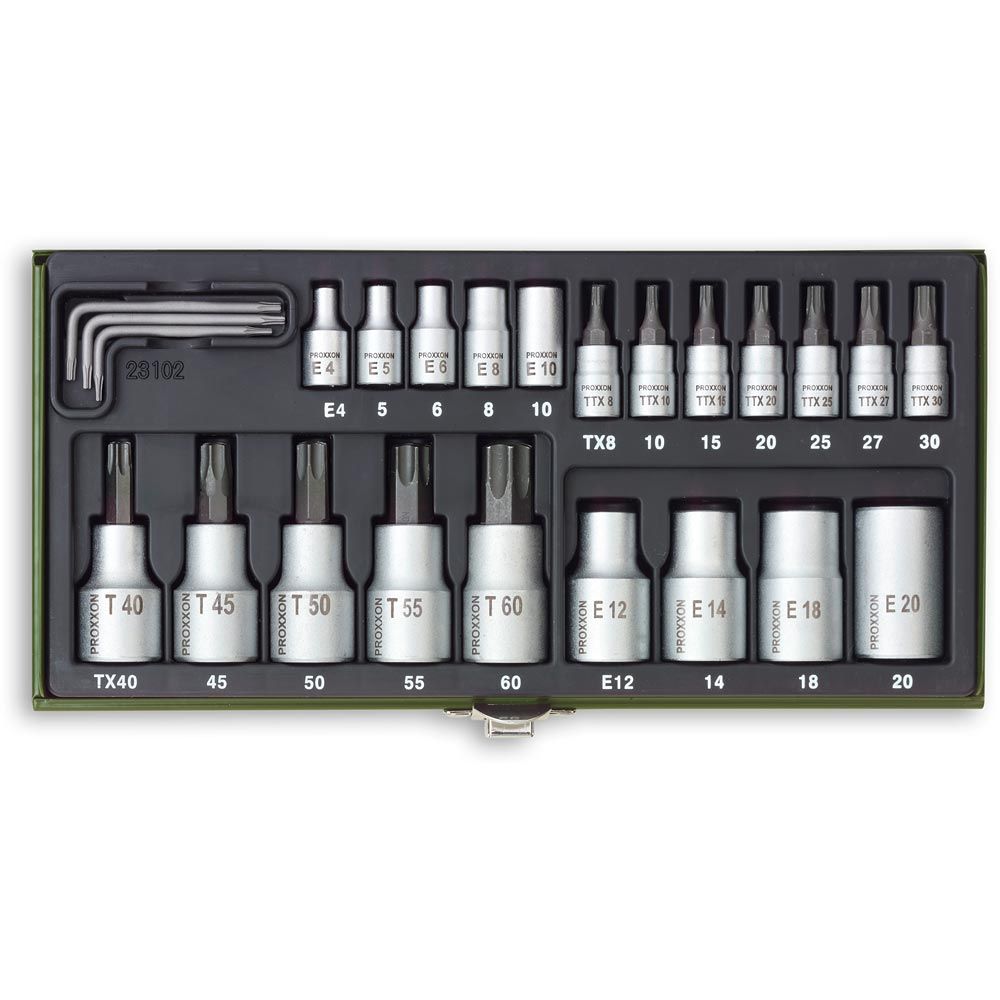 Proxxon Industrial 24pc Torx Socket Set 1/4" and 1/2" Drive - The ToolBox Scotland