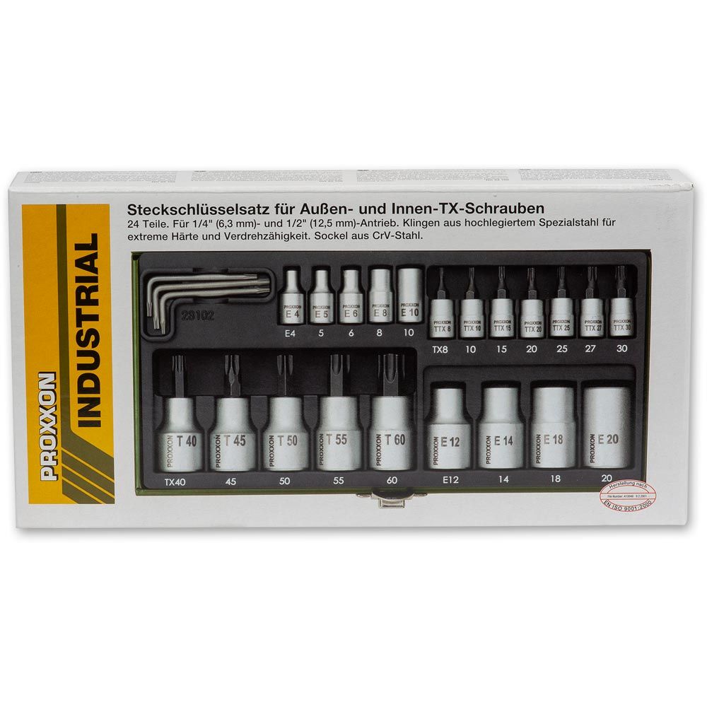 Proxxon Industrial 24pc Torx Socket Set 1/4" and 1/2" Drive - The ToolBox Scotland