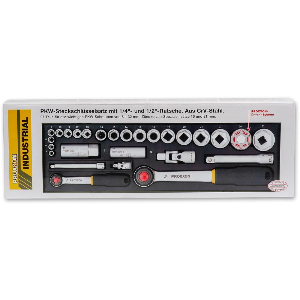 Proxxon Industrial 27pc Automotive Socket Set 1/4" and 1/2" Drives - The ToolBox Scotland