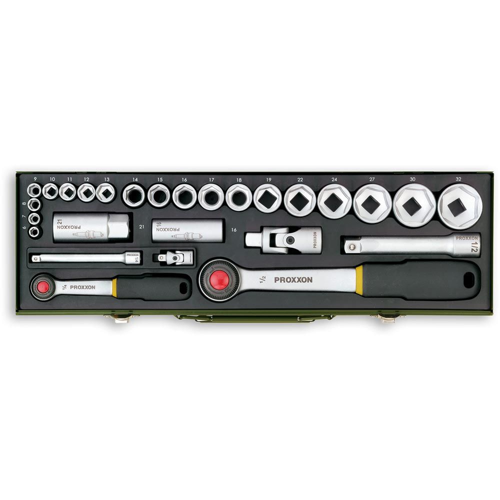 Proxxon Industrial 27pc Automotive Socket Set 1/4" and 1/2" Drives - The ToolBox Scotland