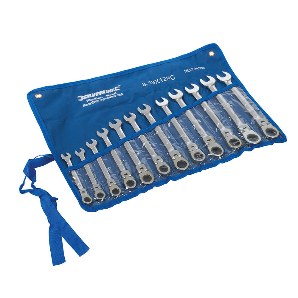 Silverline Flexible Head Ratchet Spanner Set 12pce - The ToolBox Scotland
