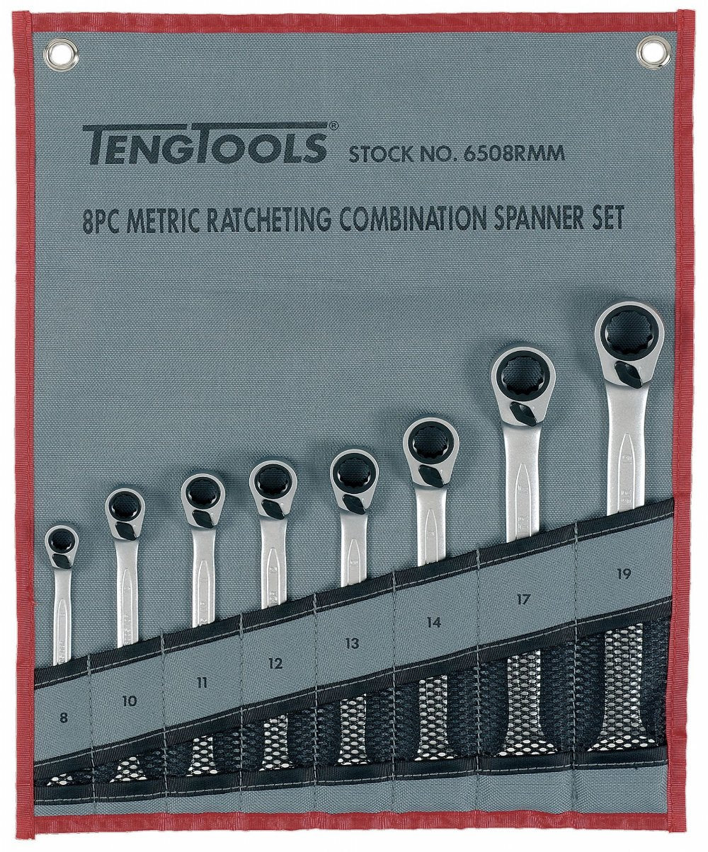 Teng Tools 8pcs Spanner Set Reverse Ratchet Combination 6508RMM - The ToolBox Scotland