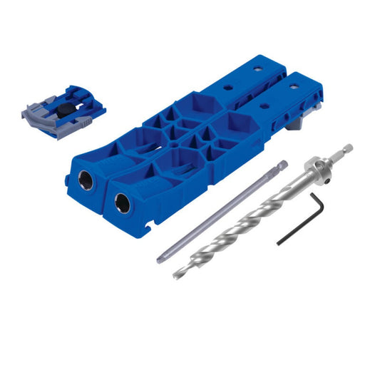 Kreg Pocket-Hole Jig XL with stepped drill bit, long 152mm square no.2 driver bit, depth collar and hex key and kreg adjustable clamp holder