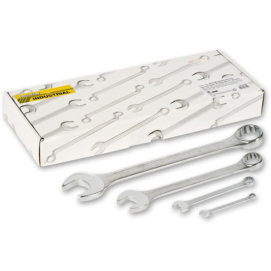 Proxxon Industrial 21pc Combination Metric Spanner Set shown with their carboard retail packaging box.