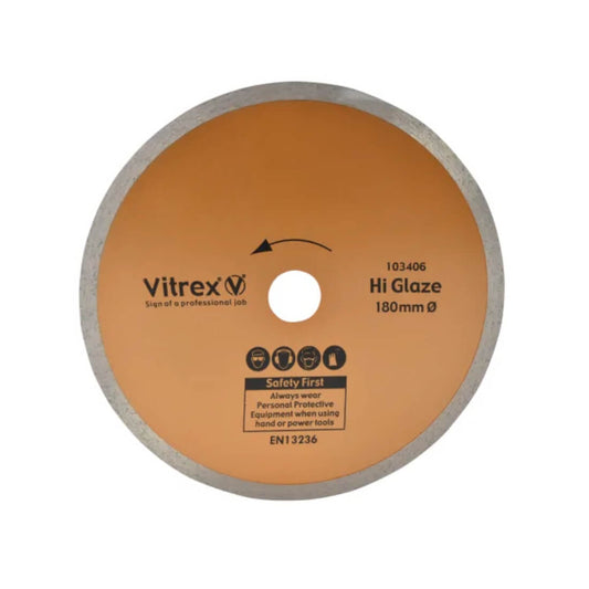 Vitrex Hi-Glaze Tile Cutting Diamond Blade General 180mm for cutting tiles on a electric tile cutting machine