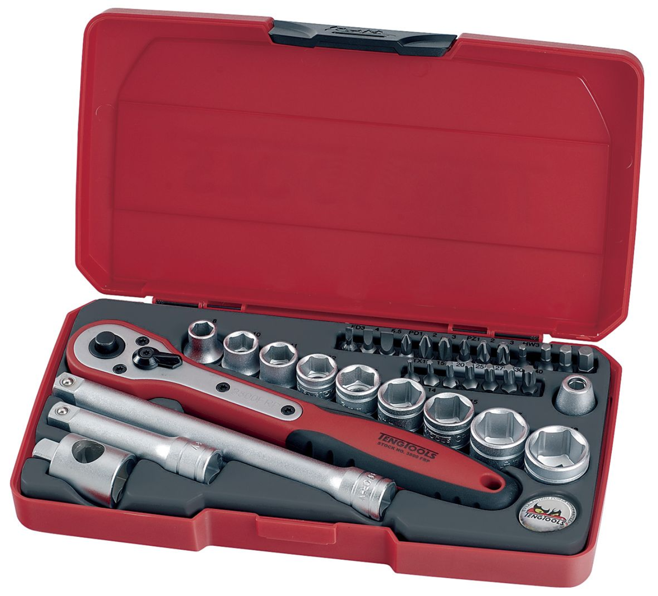 Teng Tools T3834 34 Piece 3/8" Drive Socket Set in storage case