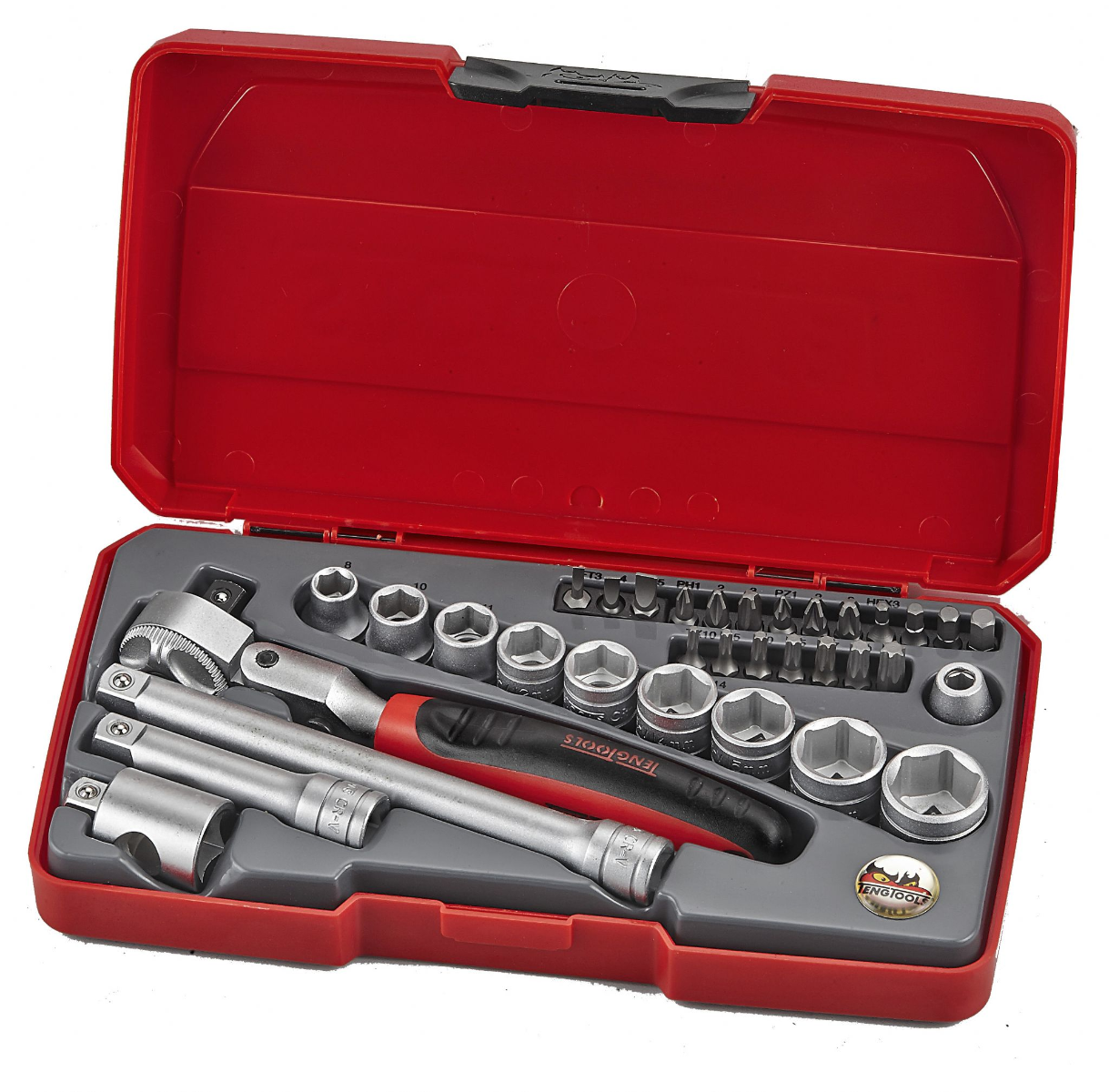 Teng Tools T3834S 34 Piece 3/8" Drive Socket Set in storage case