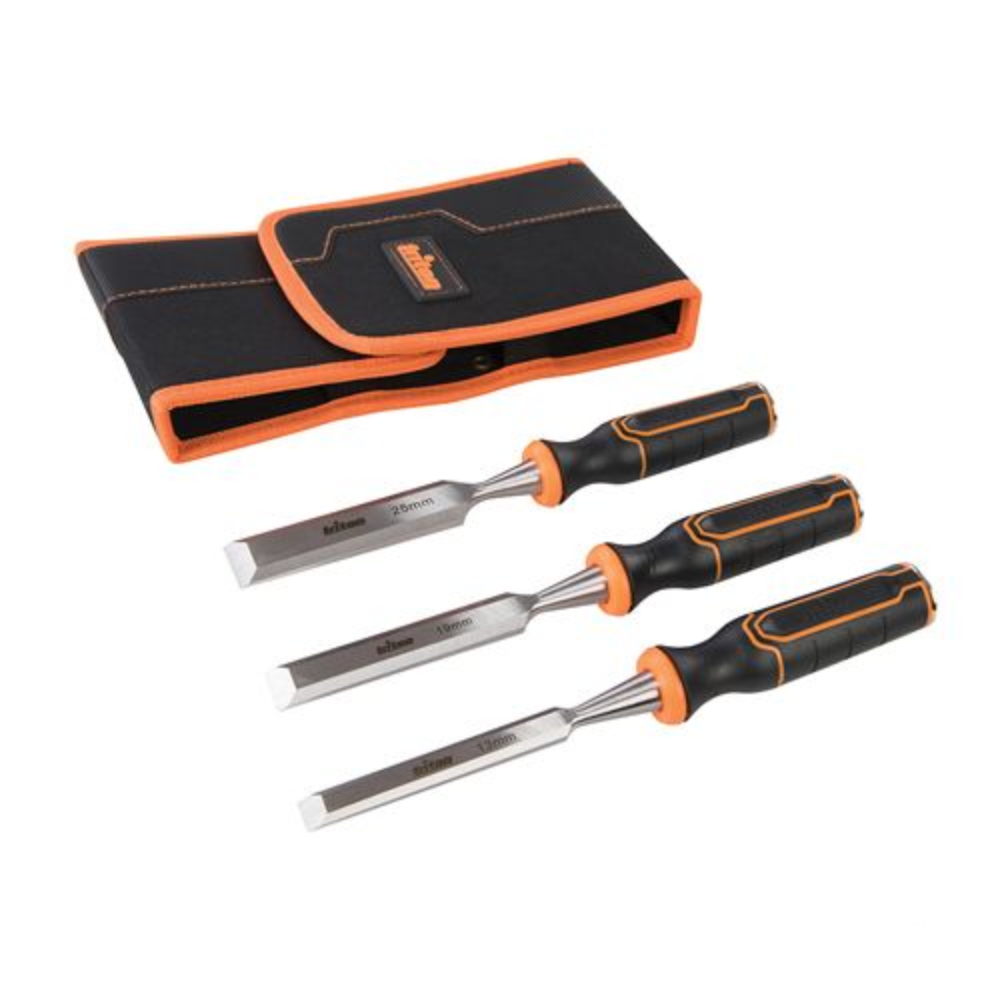 Triton Tools Wood Chisel Set 3pce 13, 19 & 25mm TWCS3 with nylon storage wallet