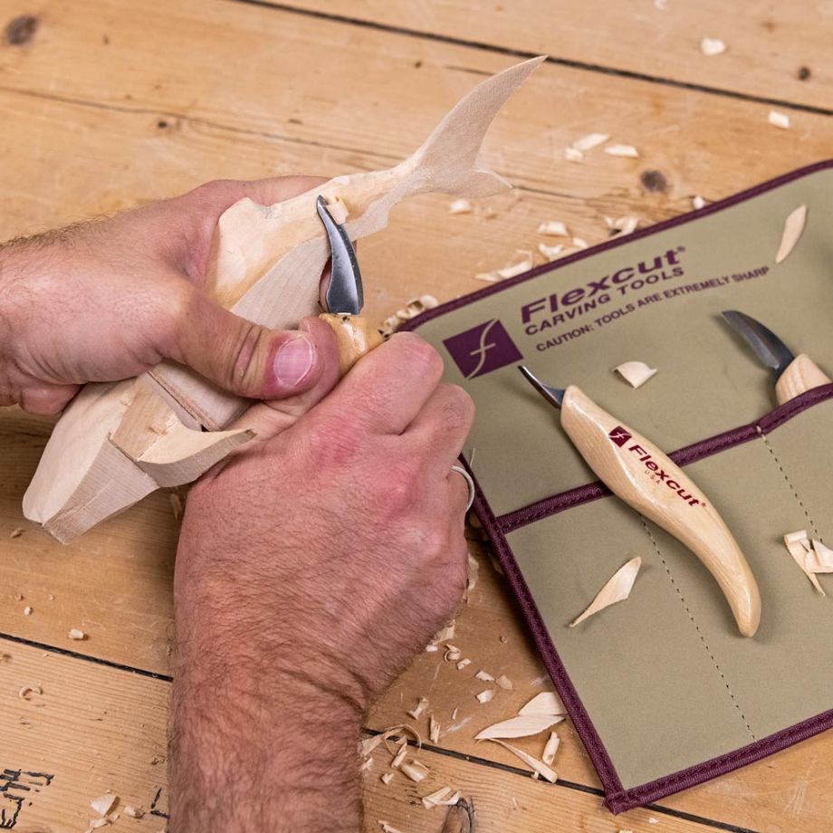 Flexcut 4 Piece Carving Knife Set KN100 & Knife Strop PW14 - Package Deal