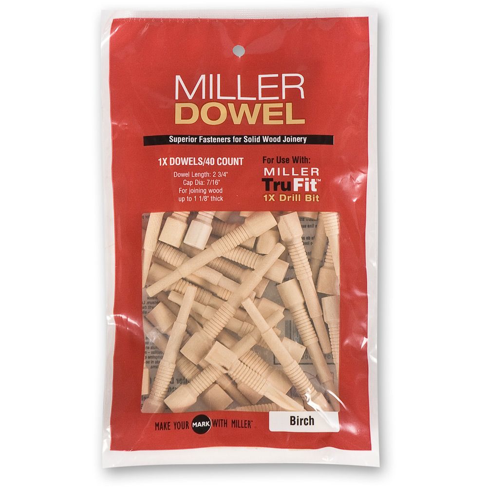 Miller Dowel 1x Standard Joinery Kit Included Birch Wood 40pk