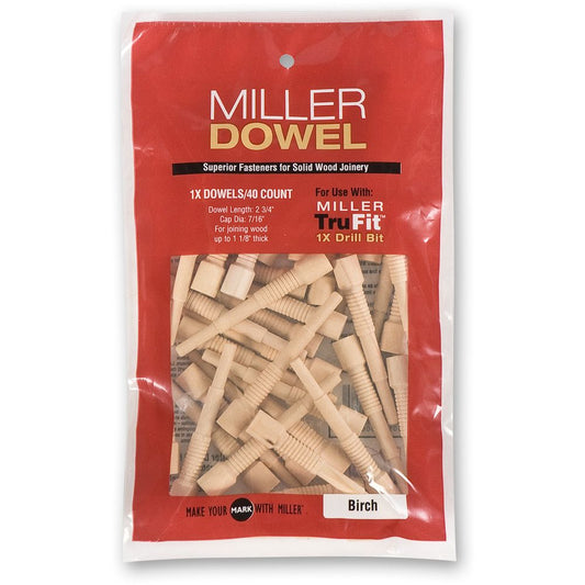 Miller dowels pack of 40 birch wood