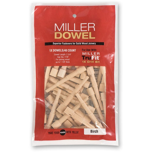 Miller 1x Joinery Standard Dowels Birch 40pk - The ToolBox Scotland