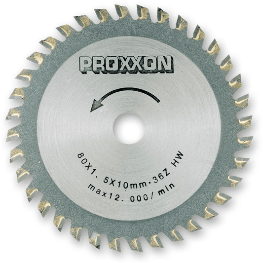 Proxxon TCT Saw Blade - 80mm x 1.6mm x 10mm 36T - The ToolBox Scotland