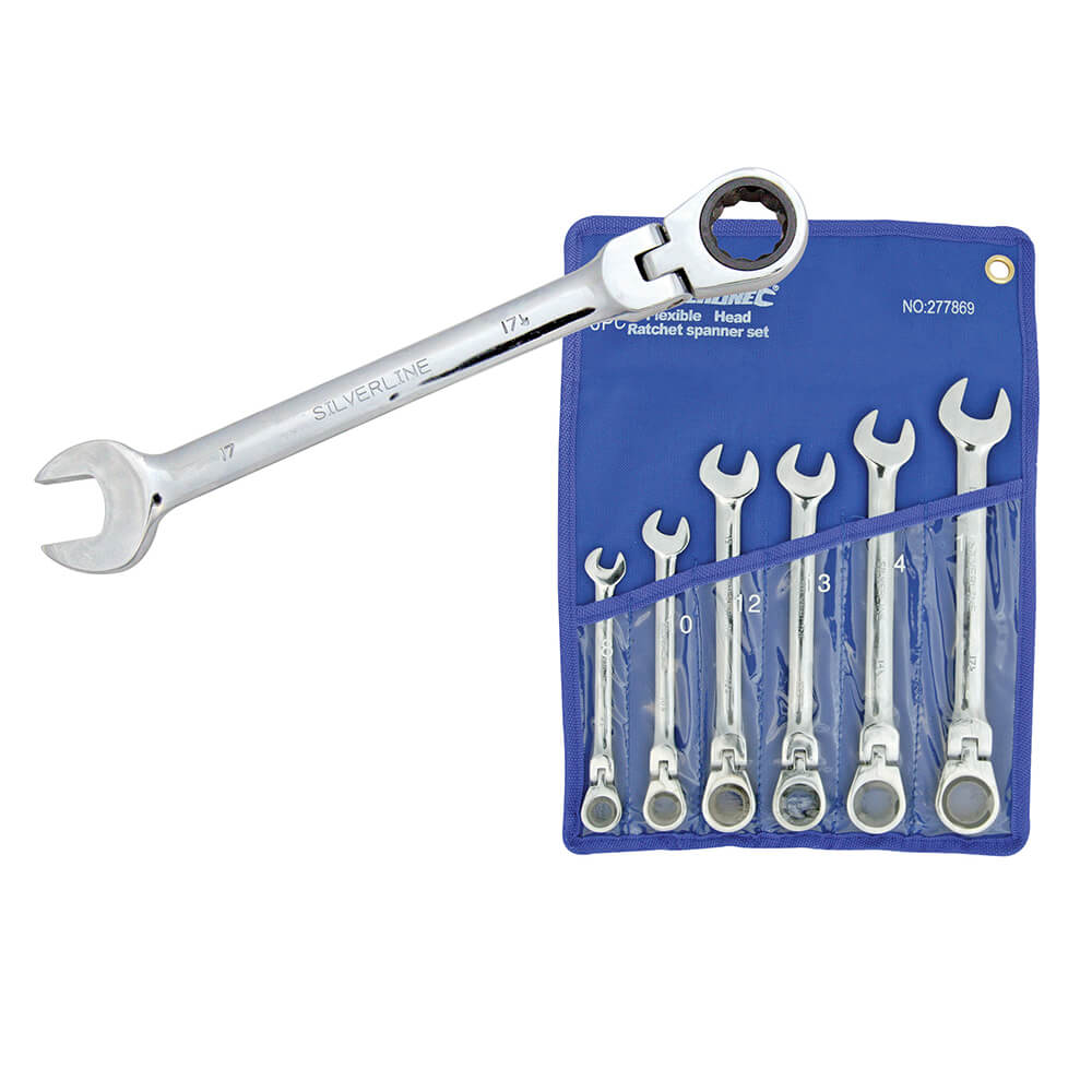 Silverline Flexible Head Ratchet Spanner Set 6pce - The ToolBox Scotland