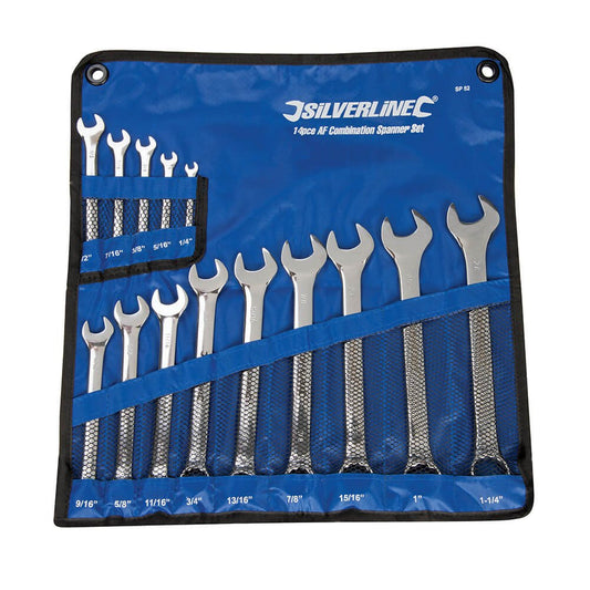 Silverline Imperial Combination Spanner Set 14pc 1/4 - 1 - 1/4inch - The ToolBox Scotland