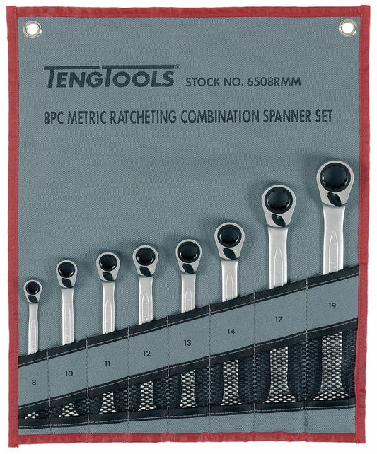 Teng Tools 8pcs Spanner Set Reverse Ratchet Combination 6508RMM - The ToolBox Scotland