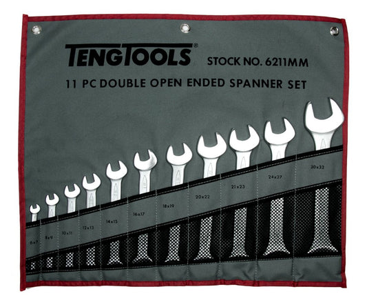 Teng Tools Metric Spanner Set Double Open End MM 11pcs 6211MM - The ToolBox Scotland