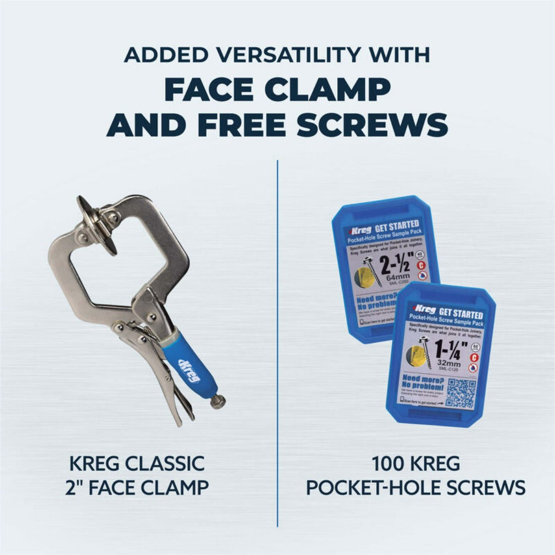 image showing free 50mm face clamp and two packs of screws with 520pro jig