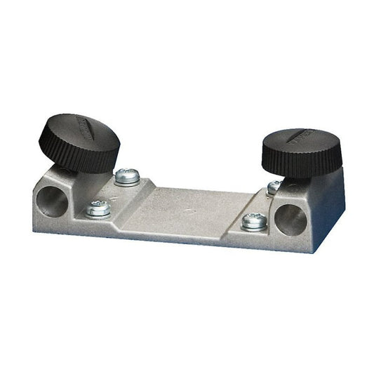 Tormek XB-100 Horizontal Base shown with thumb wheels for the two mounting channels