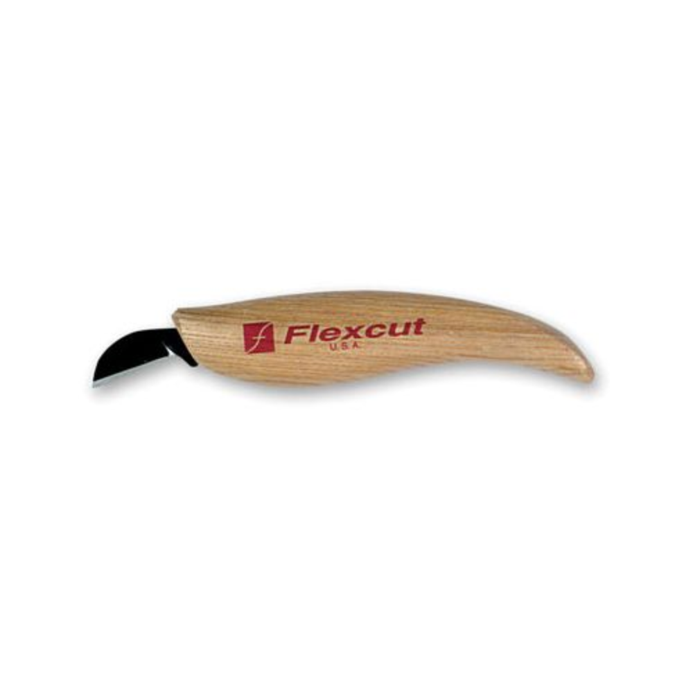 picture of the Flexcut kn15 chip carving knife with fixed wooden handle