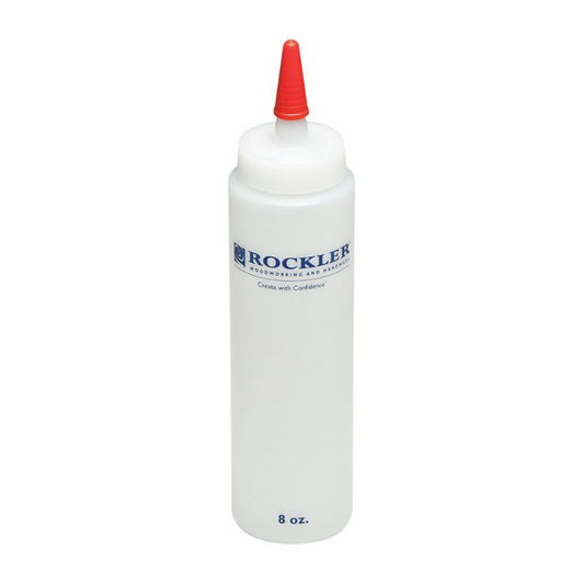 Rockler Glue Bottle with Standard Spout shown with red sealing cap.