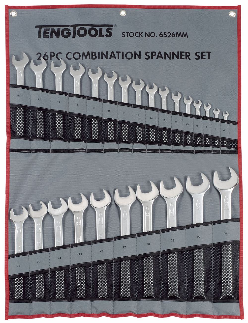 Teng Tools Spanner Set Combination 26 Pieces supplied in pocket sleeve sizes from 6mm to 32mm