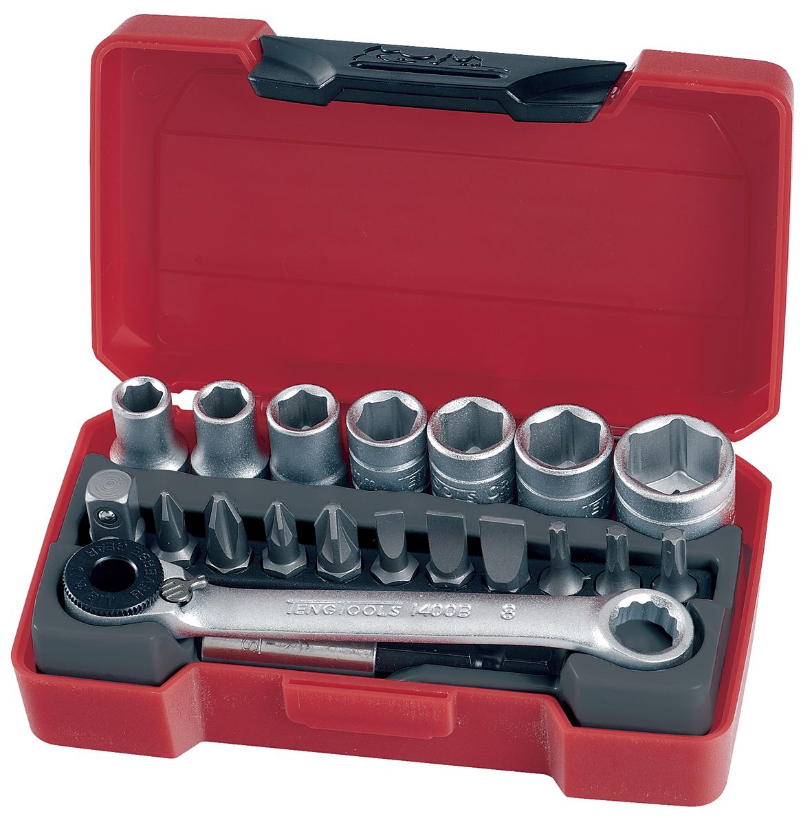 Teng Tools T1420 20 Piece 1/4" Drive Socket and bit in handy pocket storage caseSet