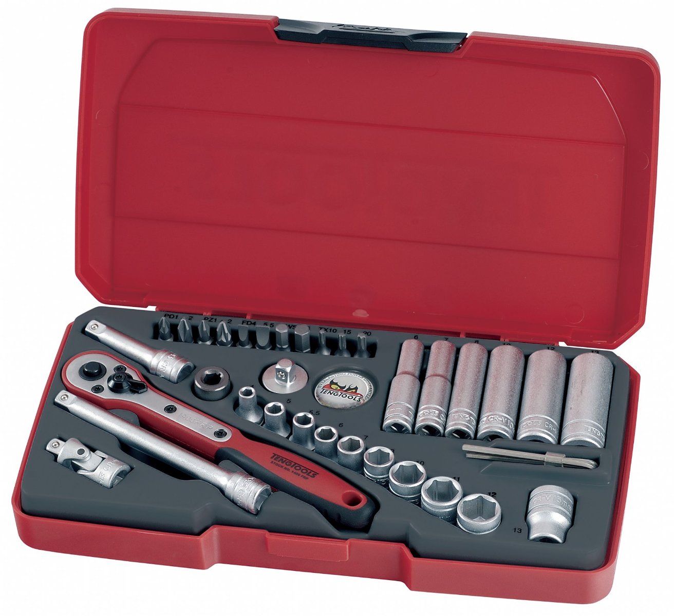 Teng Tools T1436 36 Piece 1/4" Drive Metric Deep and short Socket Set in storage case