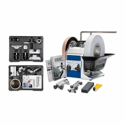 Tormek T-8 Sharpening System + HTK-806 & TNT-808 showing all accessories with both these sets.